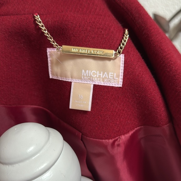 Michael Michael Kors Chic Red Pea Coat with Gold Buttons - Picture 13 of 14